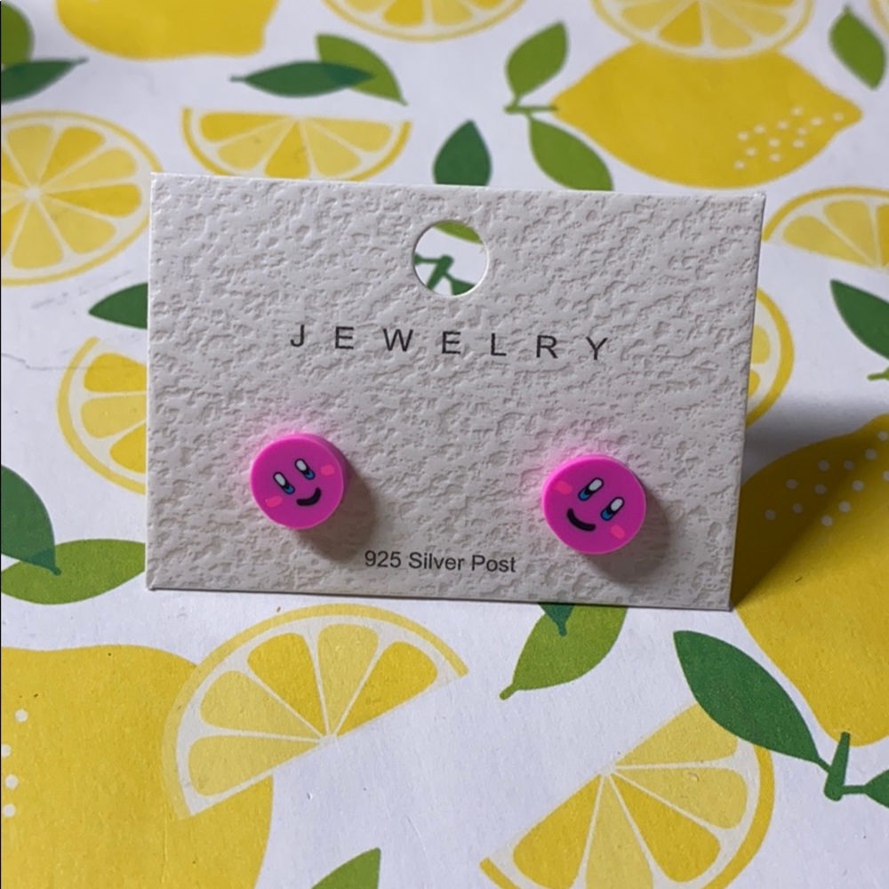 🍋NWT Kirby Pink Nerdy Stud Earrings